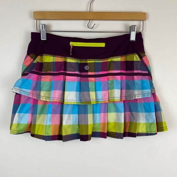 lululemon athletica Pants - Lululemon Pace Setter Skirt (Regular) Sea Check Multi / Plum